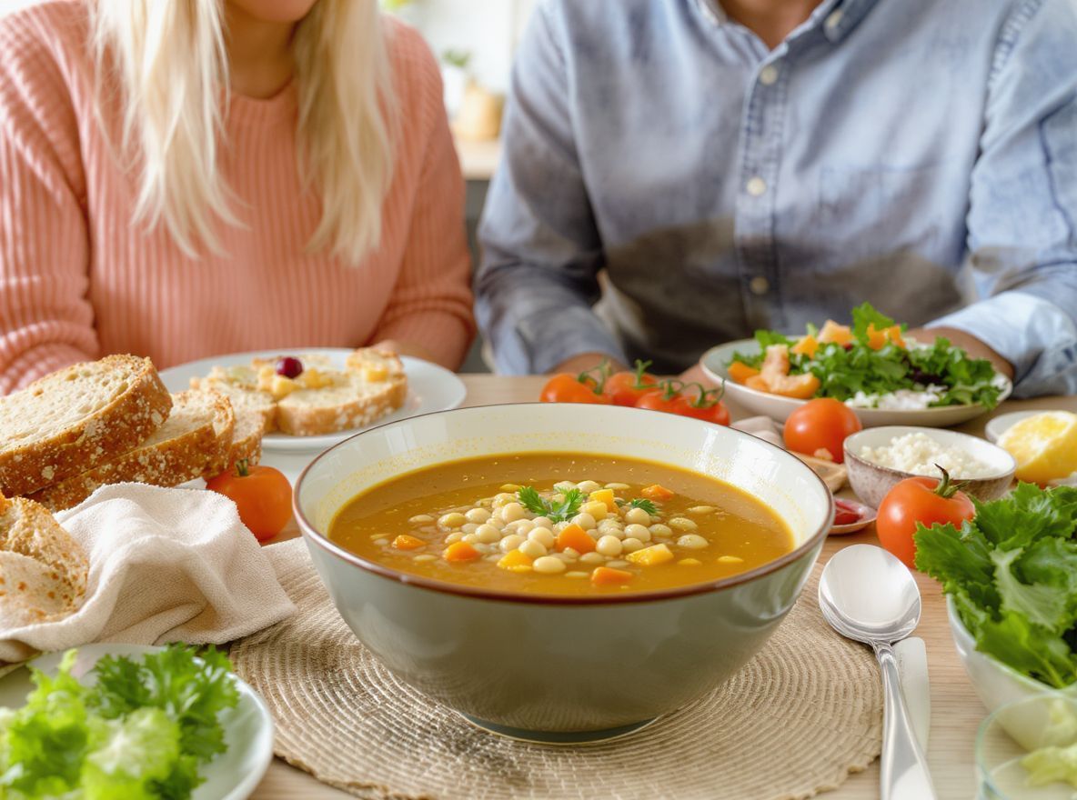 A sűrű borsóleves jó rostforrás vegetáriánus diétában.