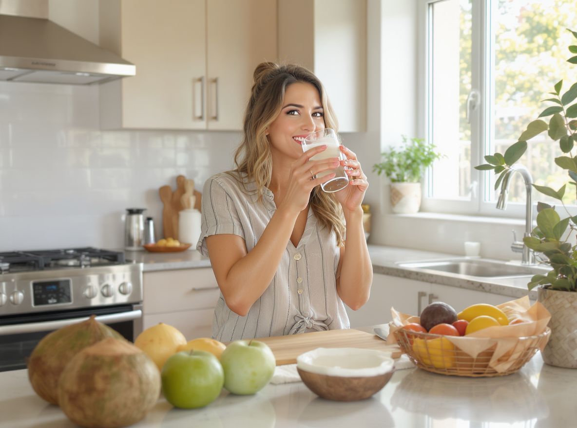 A kókuszvíz hidratál, vitaminokat és ásványi anyagokat kínál.