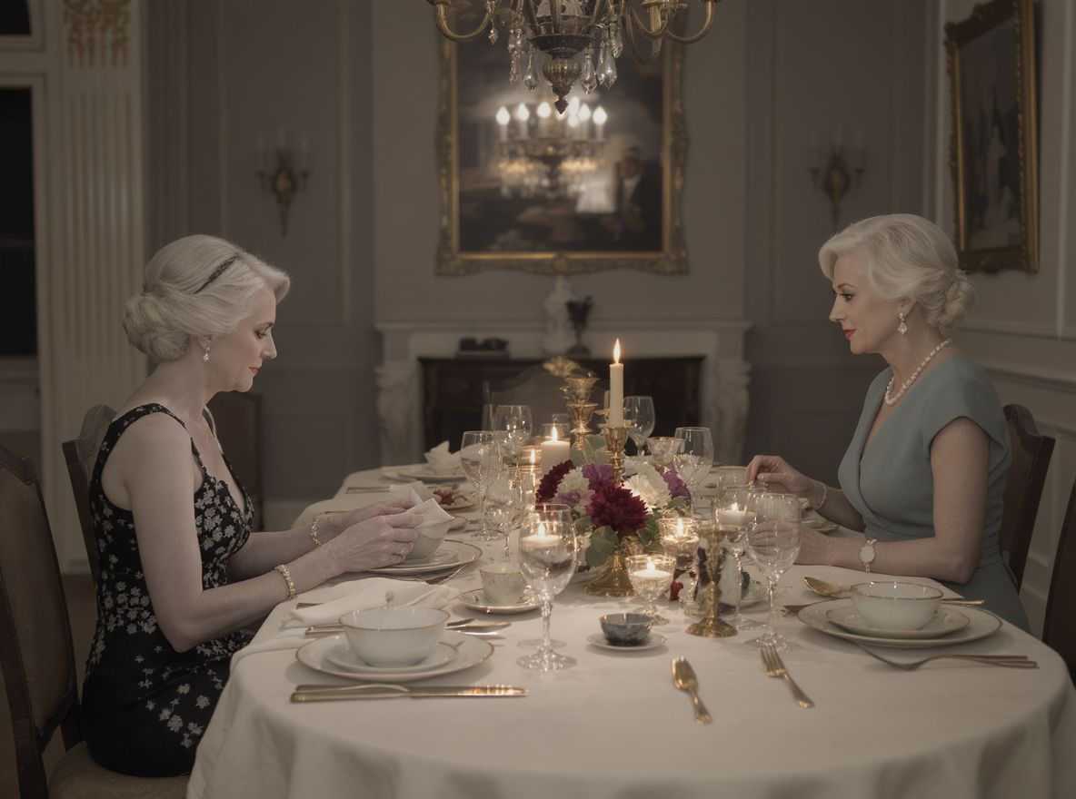 A női etikett fontos része az elegáns asztali tartás.