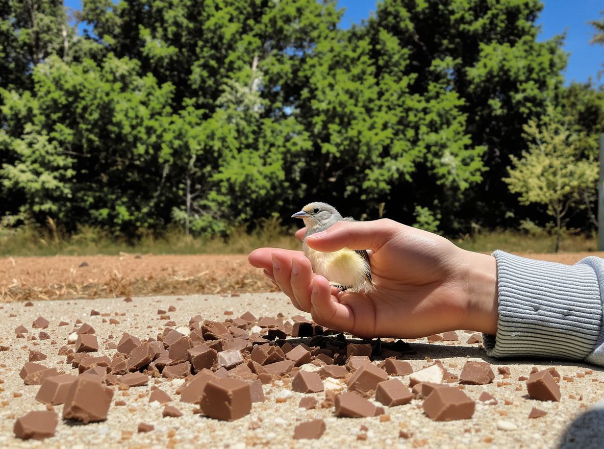 A teobromin mérgező a madarak számára, eső csokoládéban.