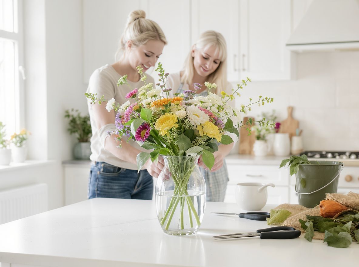 A vízcsere frissességet biztosít a vágott virágoknak.