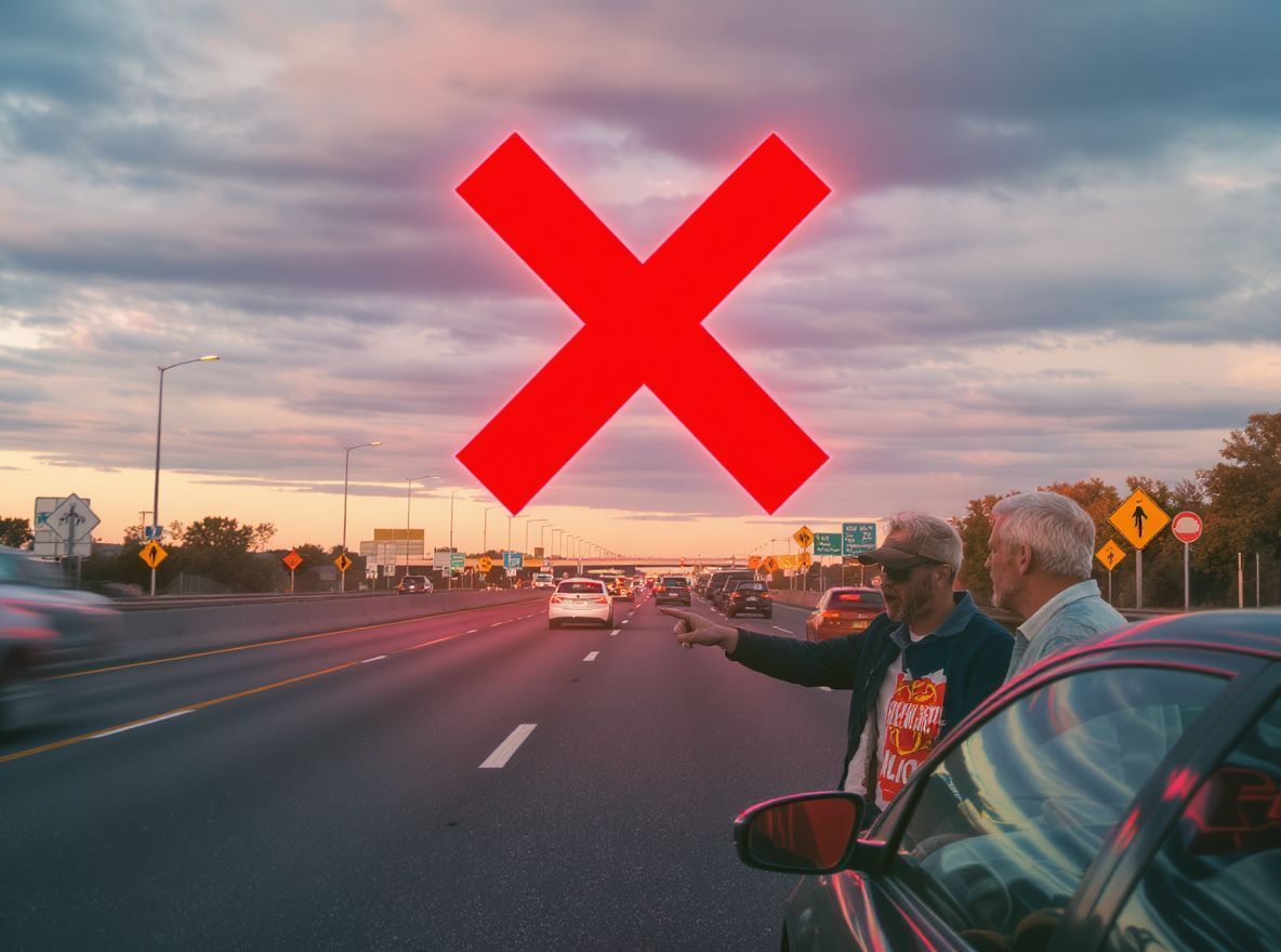 A piros X a sávban a veszélyt jelzi.