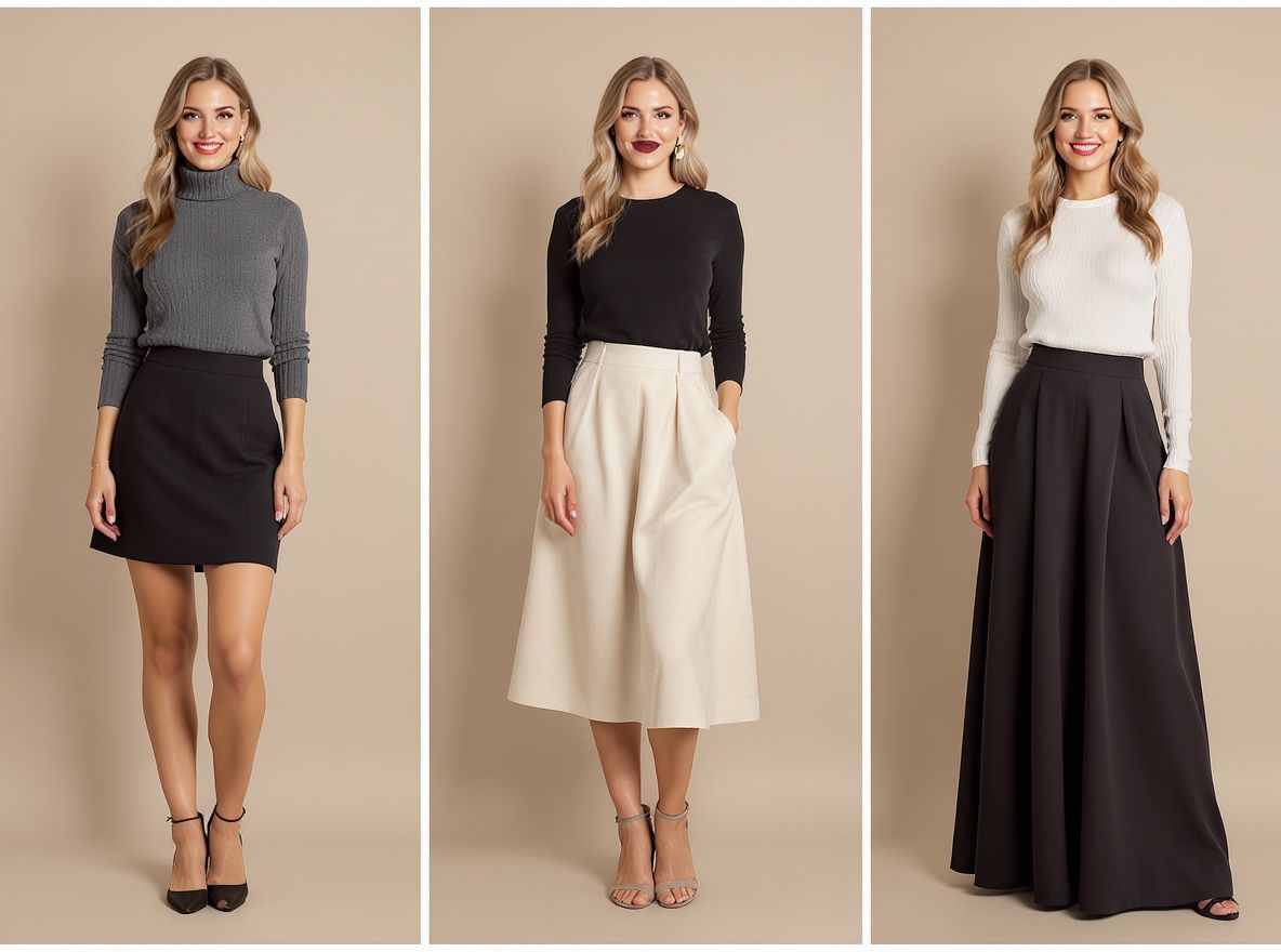 A szoknya hossza befolyásolja az alak kiemelését.