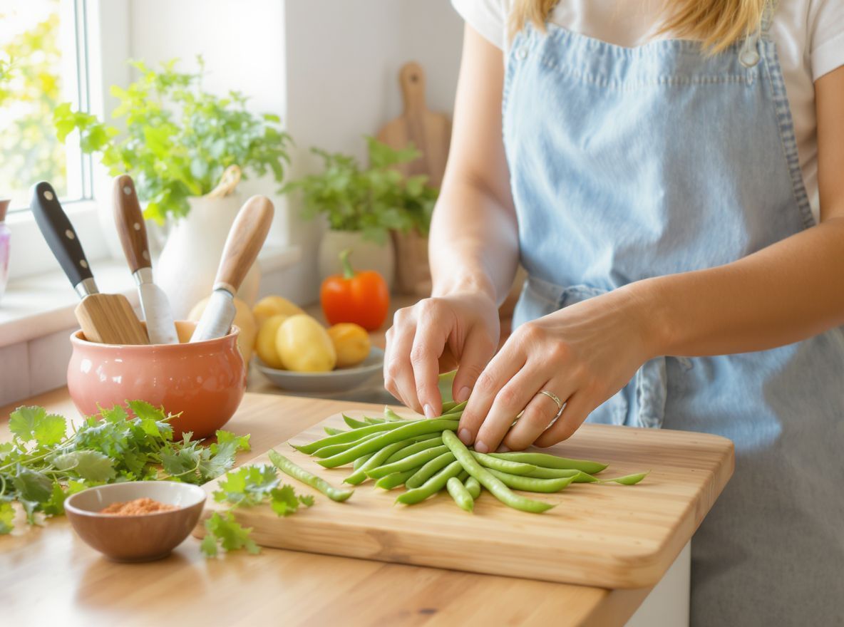 A friss zöldbab élénk színe a legjobb választás.