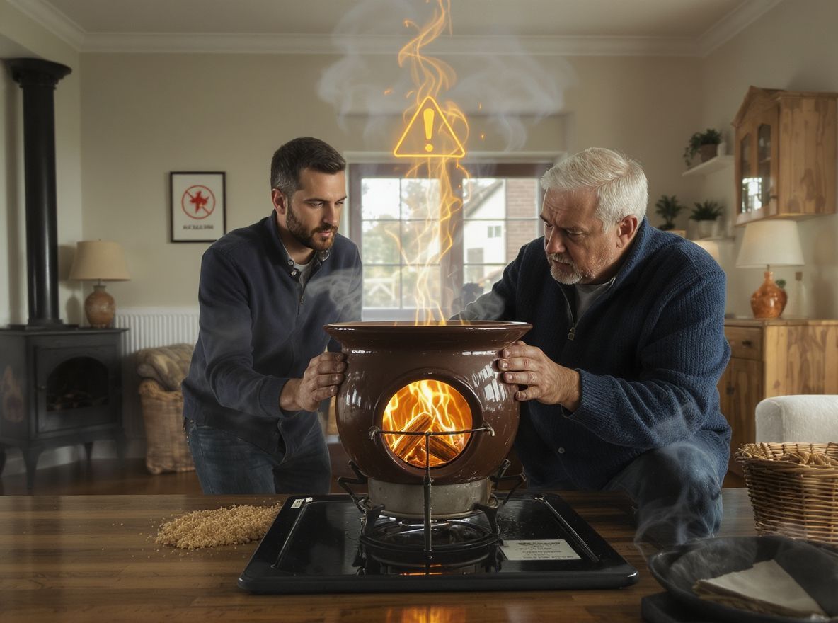 A virágcserép-kályha nem garantálja a tűzvédelmet.